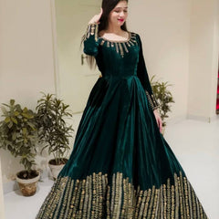 Velvet Sequins Anarkali  Lehenga