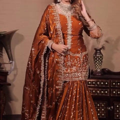 Premium Fendy Silk Heavy Embroidery Indo Western