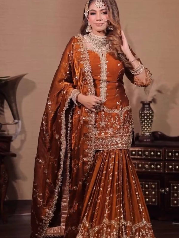 Premium Fendy Silk Heavy Embroidery Indo Western