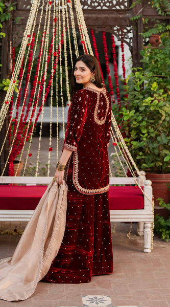 Designer Velvet Top & Plazzo DRESSES