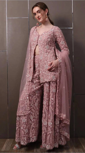 Stylish Embroidered Plazzo Indo Western