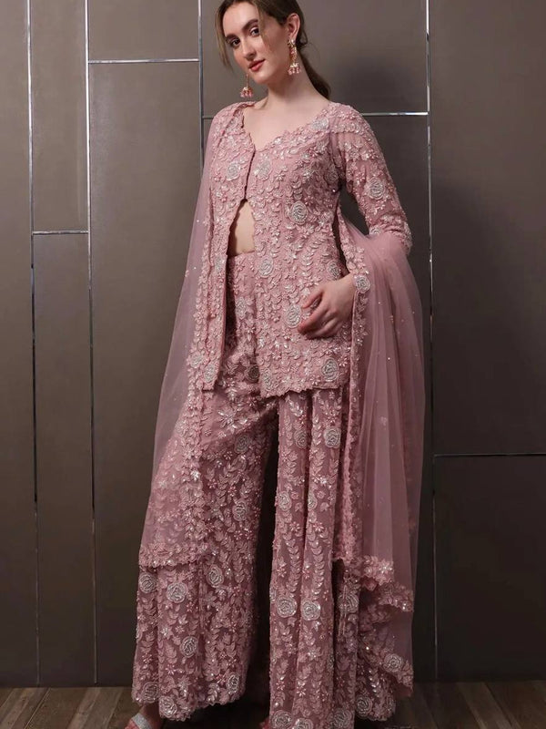 Stylish Embroidered Plazzo Indo Western