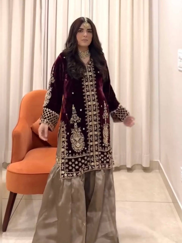 Designer heavy Velvet Indo Western