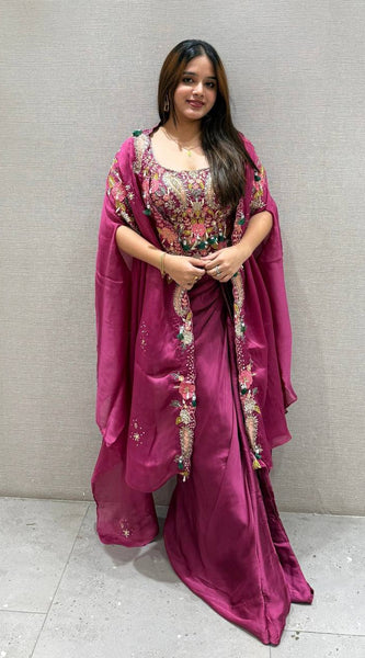 Indo Western Shrug, Dhoti & Blouse Set