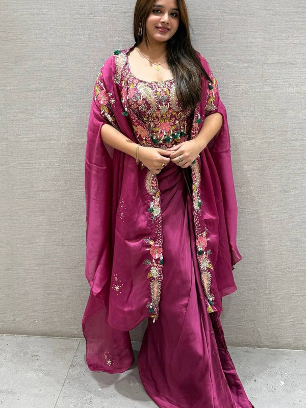 Indo Western Shrug, Dhoti & Blouse Set