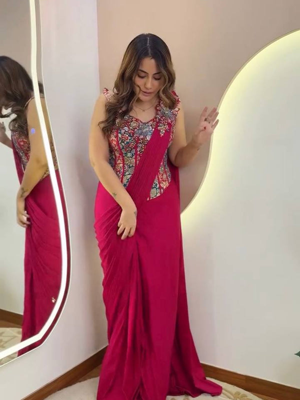 Embroidered Ready Saree