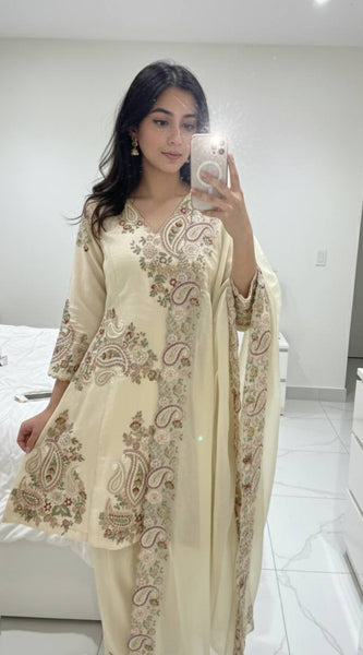 Fendy Embroidered Top with Palazzo Dresses