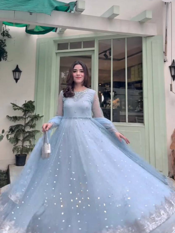 Faux Georgette Embroidered 3‑Piece Lehenga