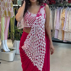 Embroidered Faux Georgette Saree
