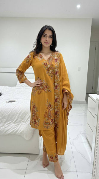 Fendy Embroidered Top with Palazzo Dresses