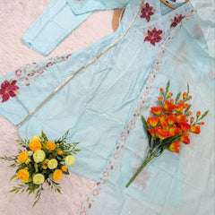 Premium Cotton Butti Kurti Set with Embroidered Dupatta