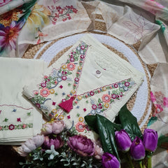 Floral Embroidered Kurta With Trousers & Dupatta