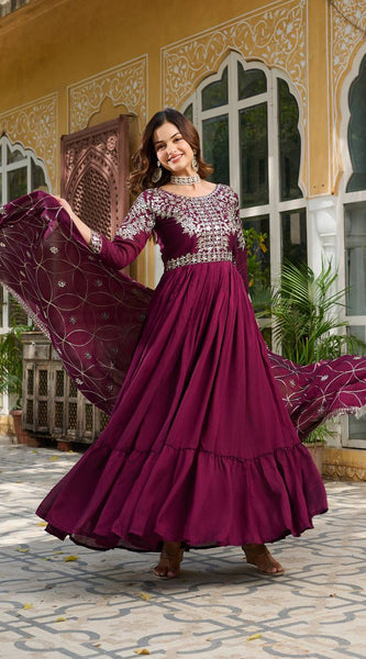 Embroidered Silk Dupatta Ensemble Lehenga