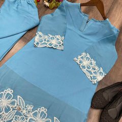 Heavy Chinon Embroidery Work Co-ord Sets