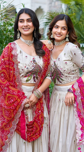 Khadi Cotton Thread Sequins Embroidery Lehenga