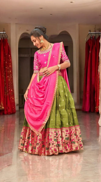 Printed Semi Stitched  Lehenga
