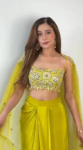 Dhoti with Tube Blouse & Shrug Indo Western