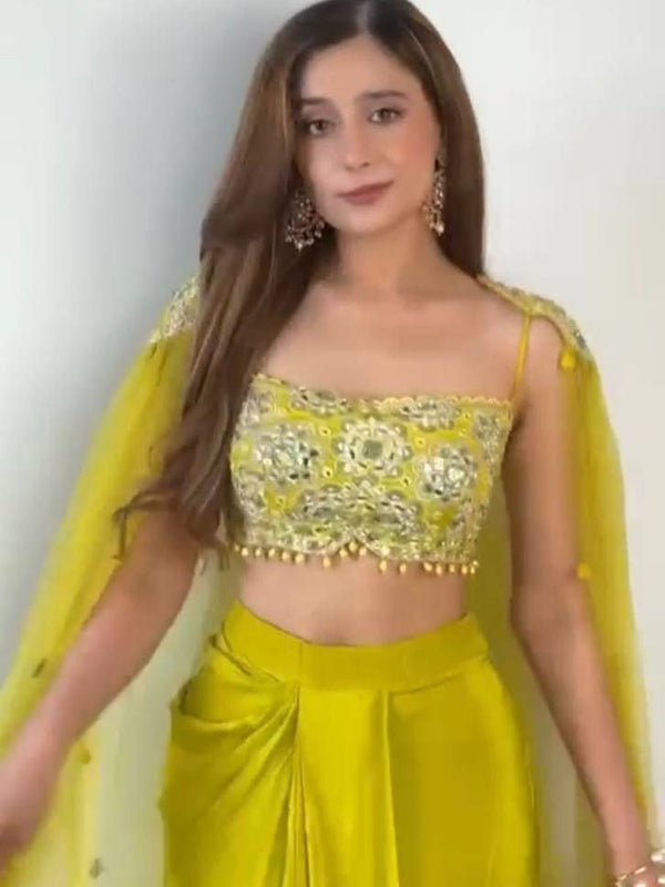 Dhoti with Tube Blouse & Shrug Indo Western