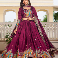 Heavy Embroidered Vichitra Lehenga