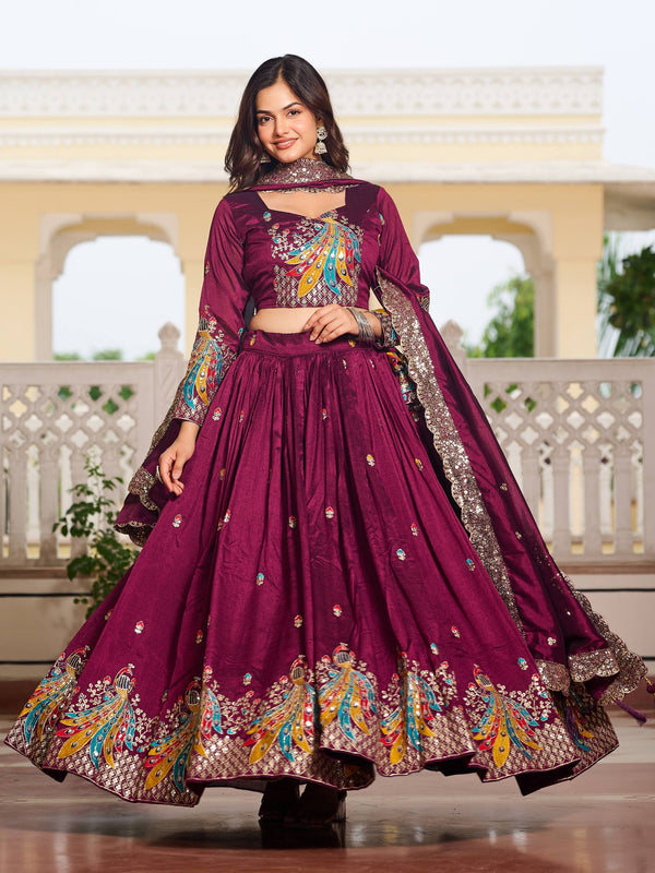 Heavy Embroidered Vichitra Lehenga