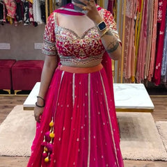 Trending Chinon Embroidered Lehenga