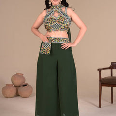 Elegant Green Palazzo Blouse SetIndo Western