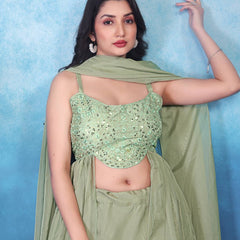 Embroidered Sequins Pista Indo Western