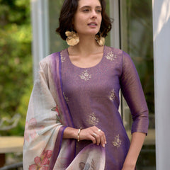 Floral Embroidered Tissue Silk Dresses