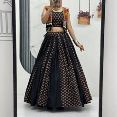 Ajrakh Print Cotton Lehenga With Jacket