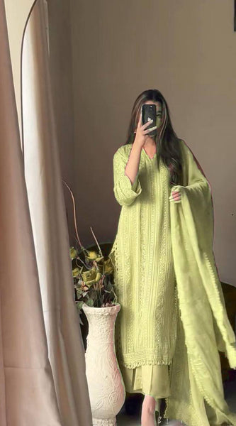 Chinon top cotton thread embroidered dresses