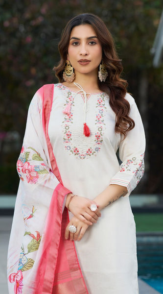 Embroidered Viscose Silk Dresses