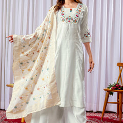 Mango Silk Embroidered Kurti Set Dresses