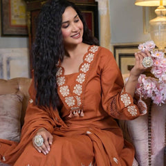 Embroidered Rayon Slub Cotton Dresses