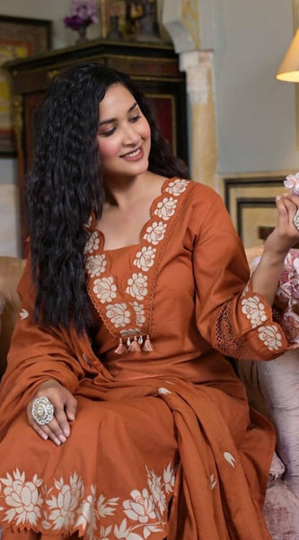 Embroidered Rayon Slub Cotton Dresses