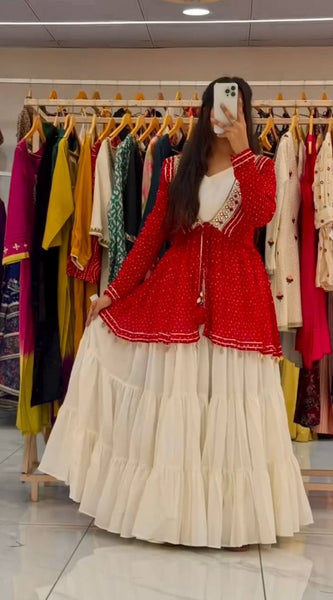 Mirror Work Georgette Indo Western