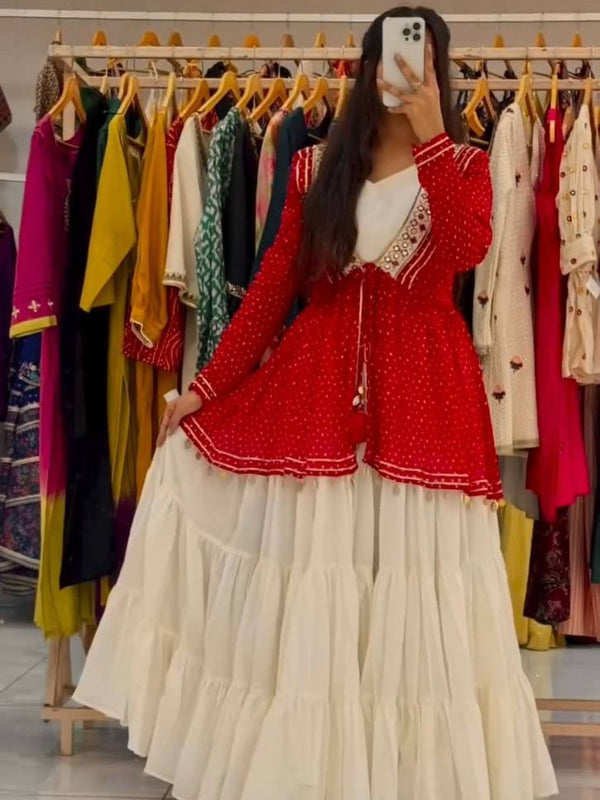 Mirror Work Georgette Indo Western