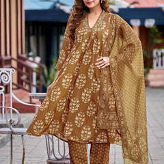 Rayon Printed Dresses with Chanderi Dupatta
