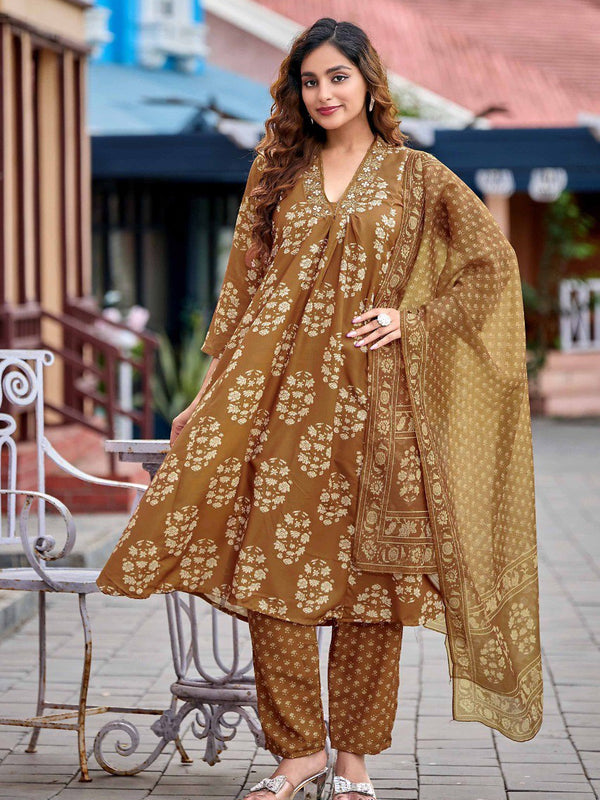 Rayon Printed Dresses with Chanderi Dupatta