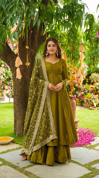 Chiffon Embroidery Trio Lehenga