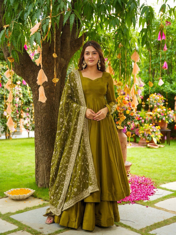 Chiffon Embroidery Trio Lehenga