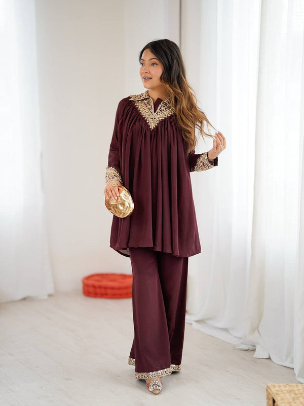 Embroidered Chinon Co-ord Sets