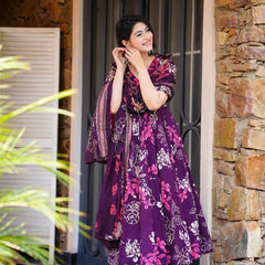 Rayon Printed Dresses with Chanderi Silk Dupatta