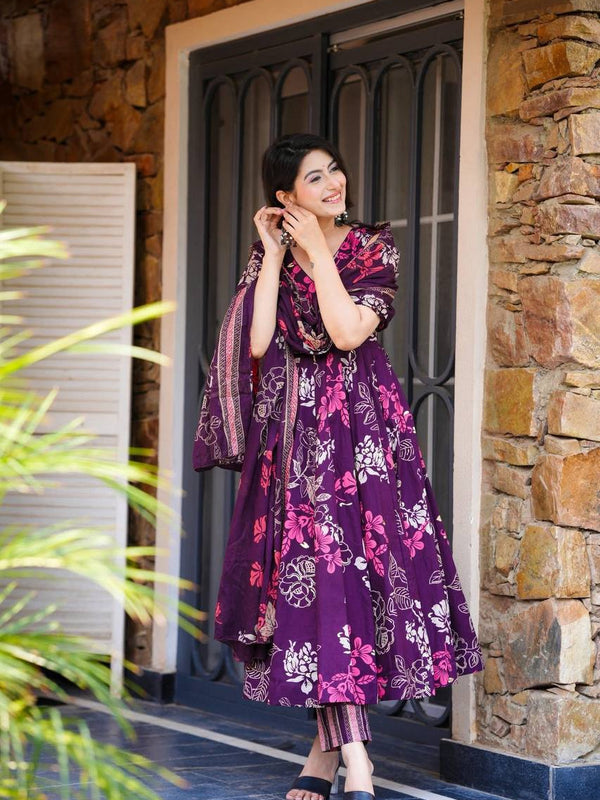 Rayon Printed Dresses with Chanderi Silk Dupatta