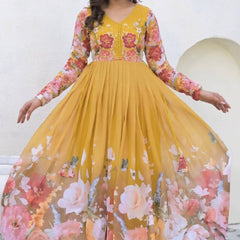 Embroidery Sequence Work With Digital Print With Lace Border Lehenga
