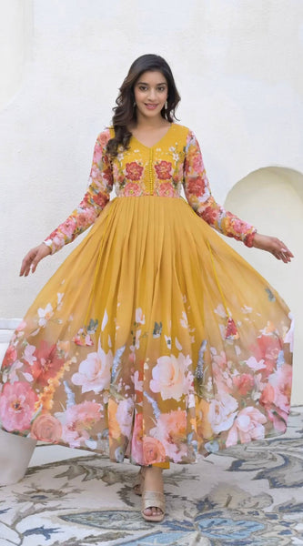 Embroidery Sequence Work With Digital Print With Lace Border Lehenga