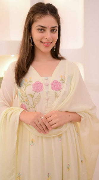 Chanderi Embroidered Ethnic Set