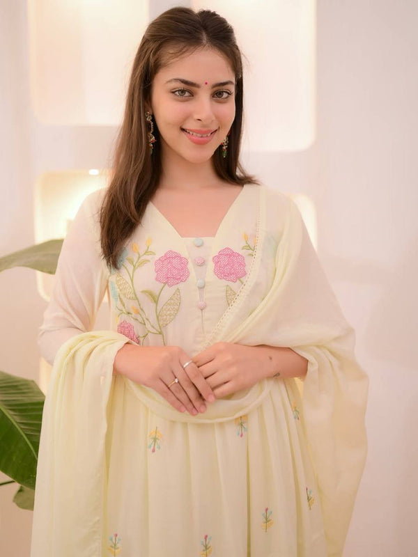 Chanderi Embroidered Ethnic Set
