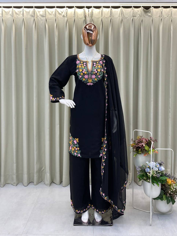 Embroidered Crape Silk Dresses