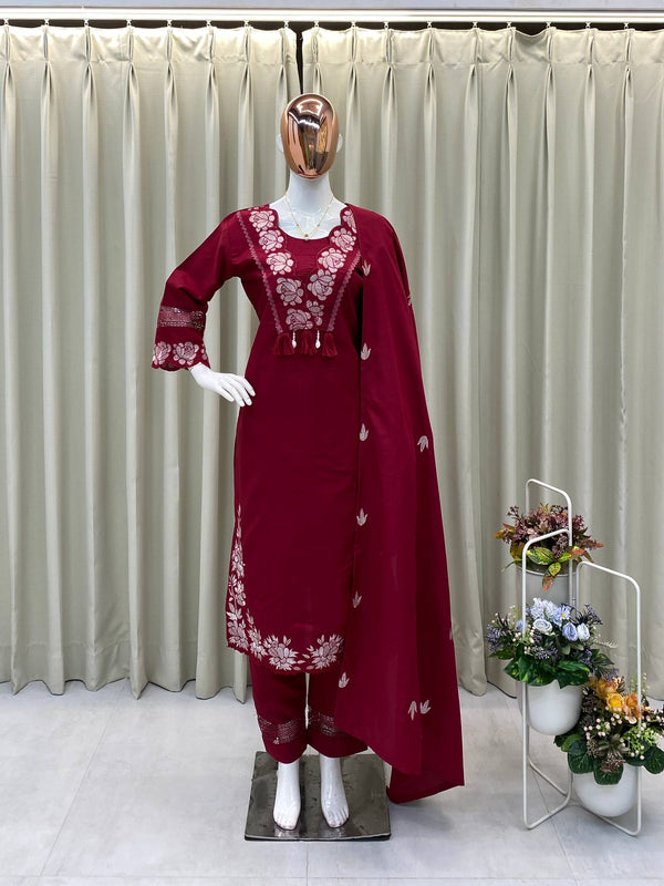 Embroidered Rayon Slub Cotton Dresses