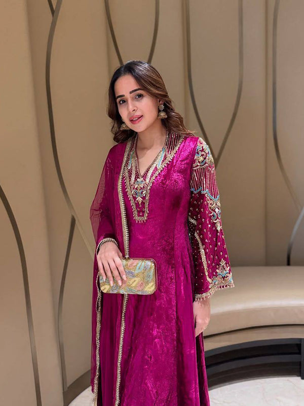 Elegant Velvet Embroidered Dresses